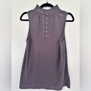 Nation LTD Purple Buttoned Mandarin Collar Tank